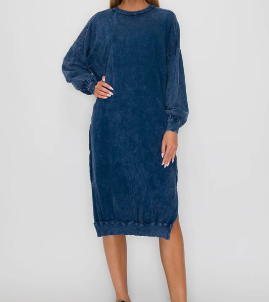 Mineral Wash Sweatshirt Dress