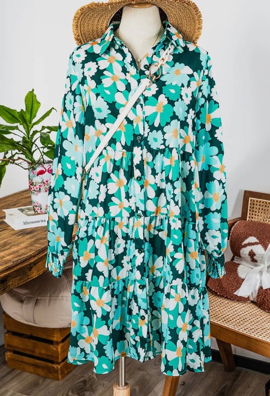 Floral Tiered Puff Sleeve Dress