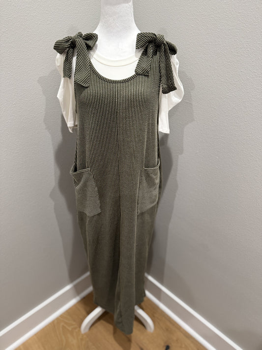 Long Overall Dress (Olive)