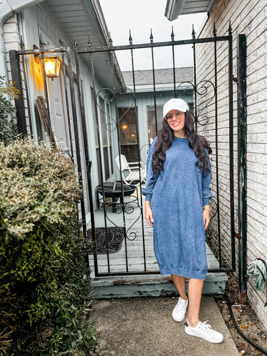 Mineral Wash Sweatshirt Dress