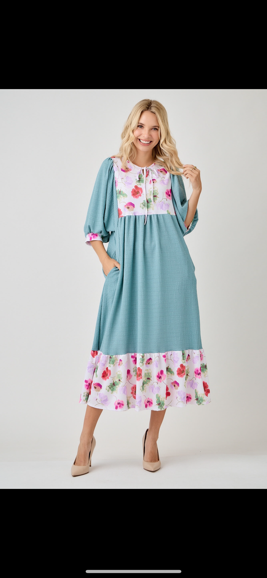 Sage Floral Dress